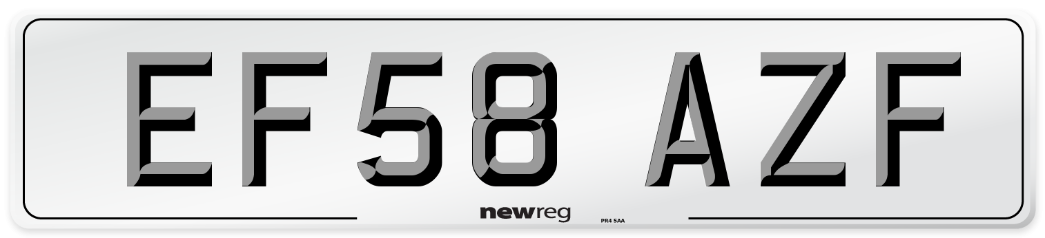 EF58 AZF Number Plate from New Reg